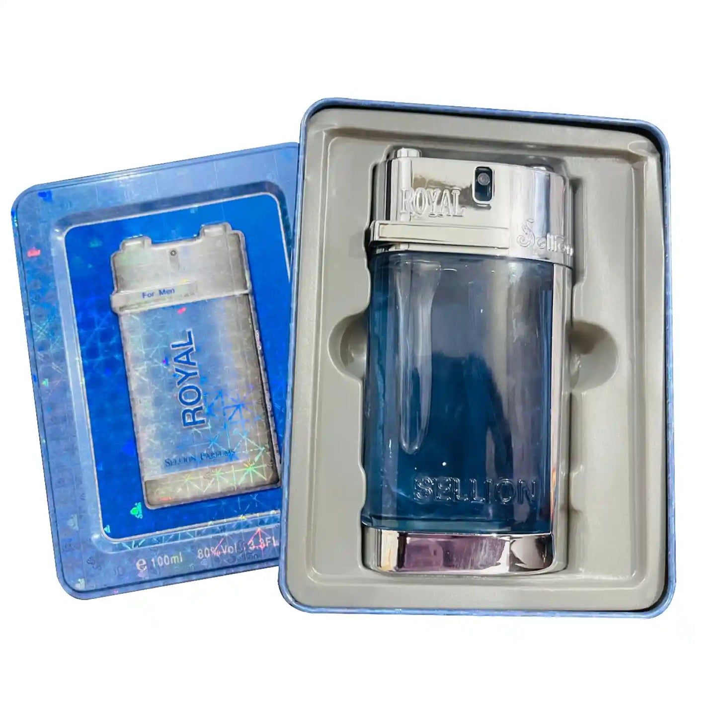 Royal Blue Perfume with Metal Gift box