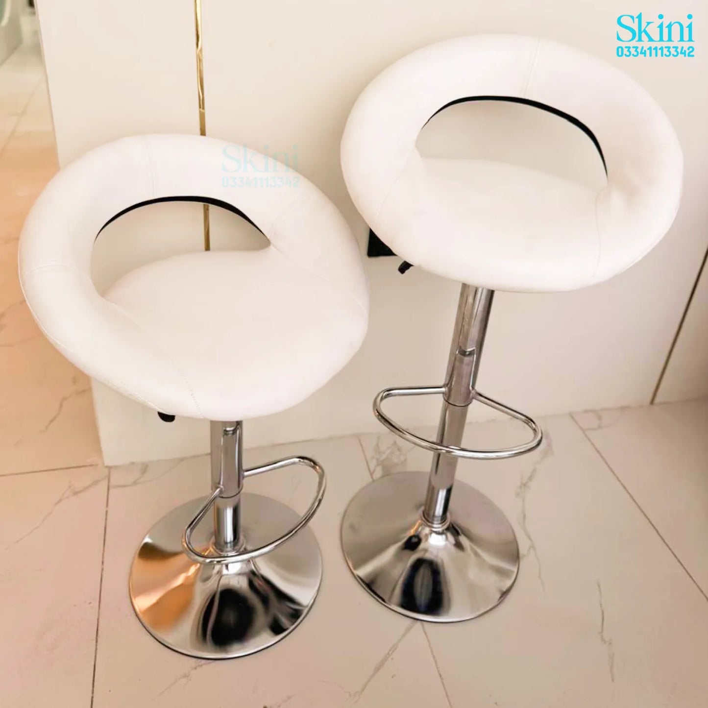 White Salon Stool Chair