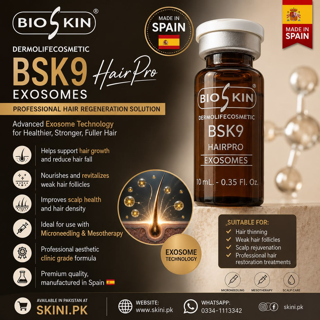 BioSkin Hair Pro in Pakistan – Original BSK09 Exosomes Made in Spain for Hair Growth