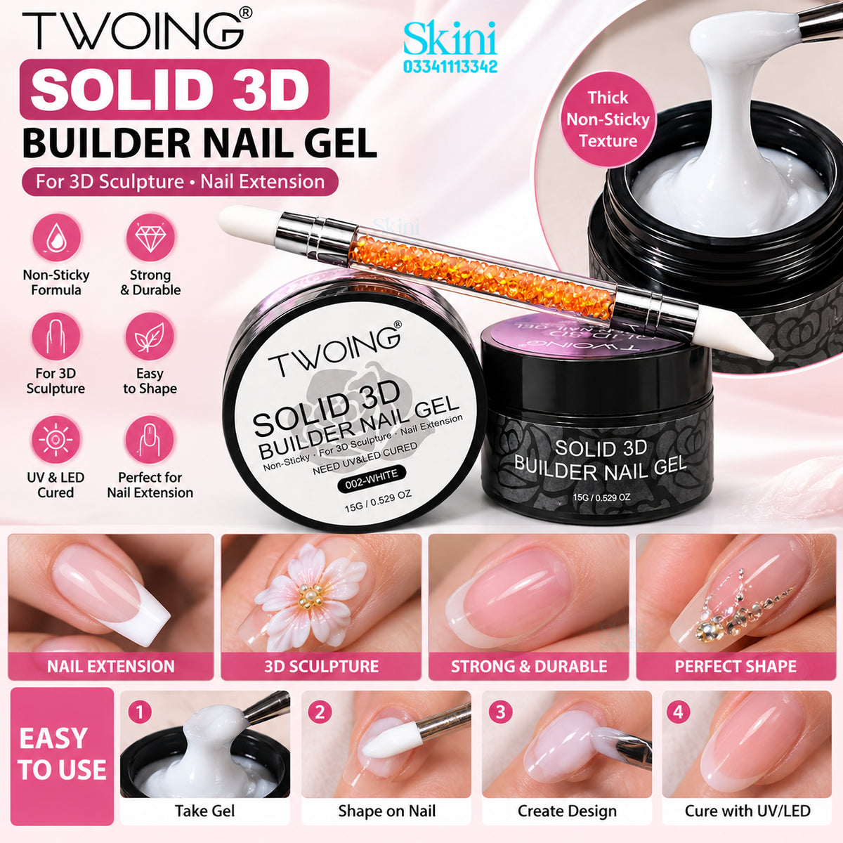 TWOING Solid 3D Builder Nail Gel – 15g