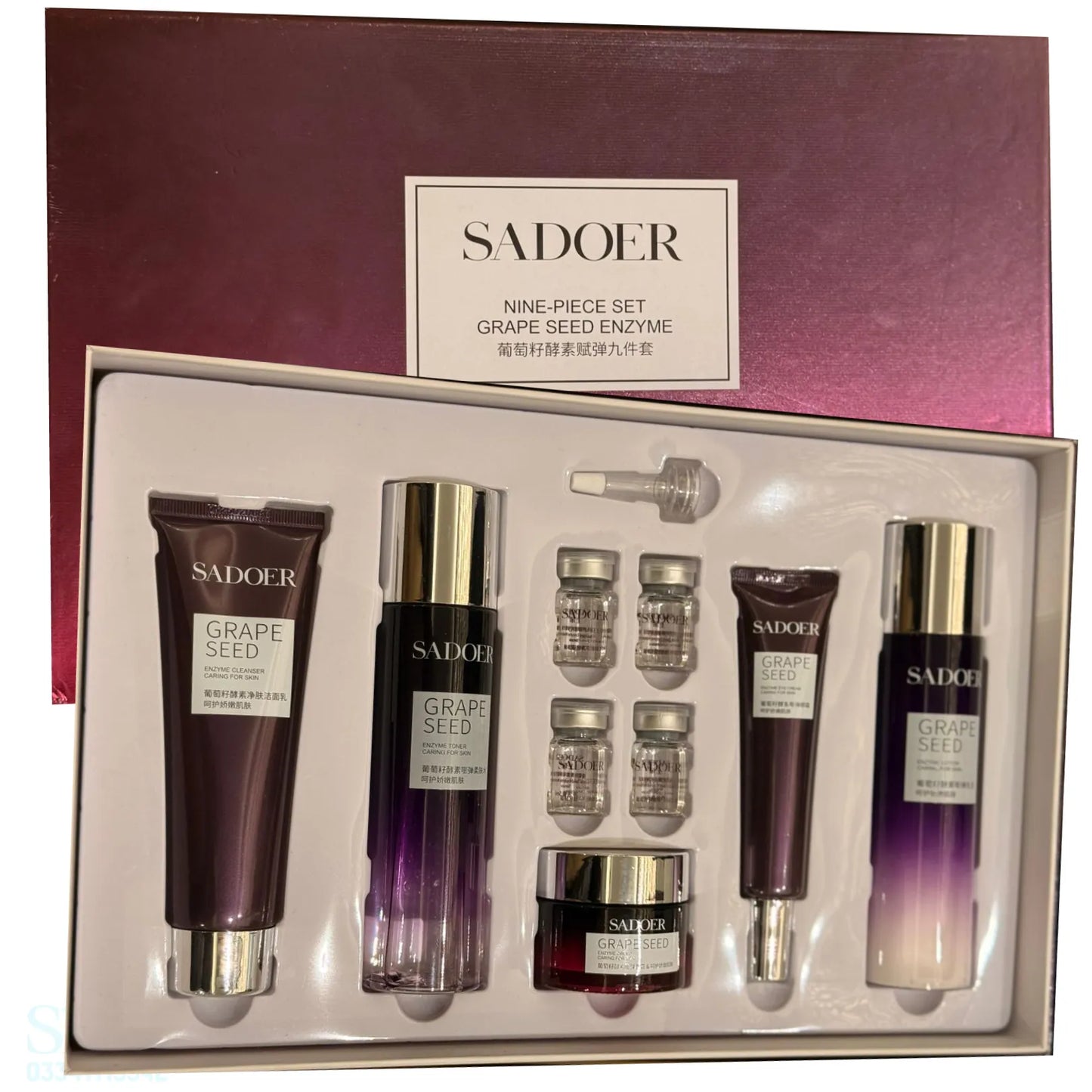 SADOER Grape Seed Enzyme Skincare Set – 9-Piece Luxury Skincare Kit