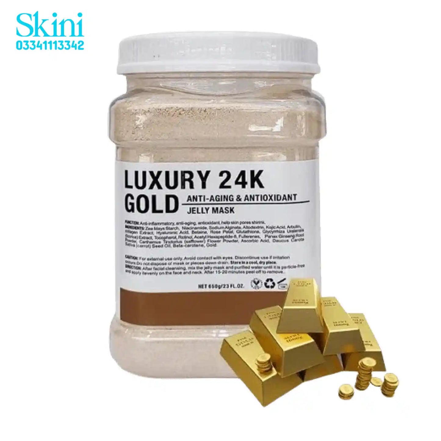Jelly Mask Powder Jar 650g Luxury 24K Gold