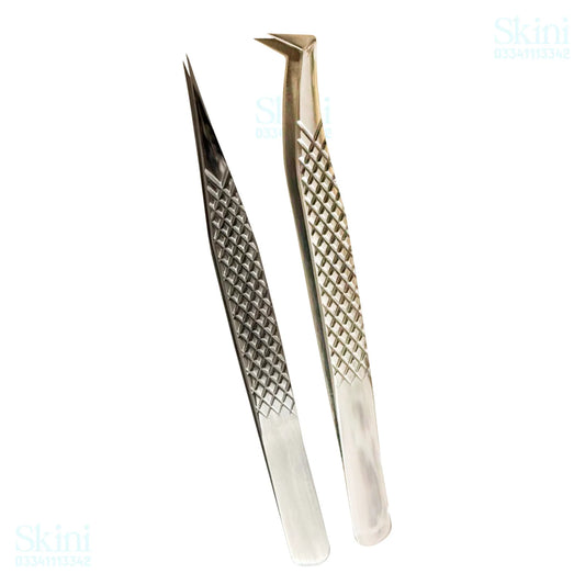 Professional Lash Tweezers Set with Fiber Tips