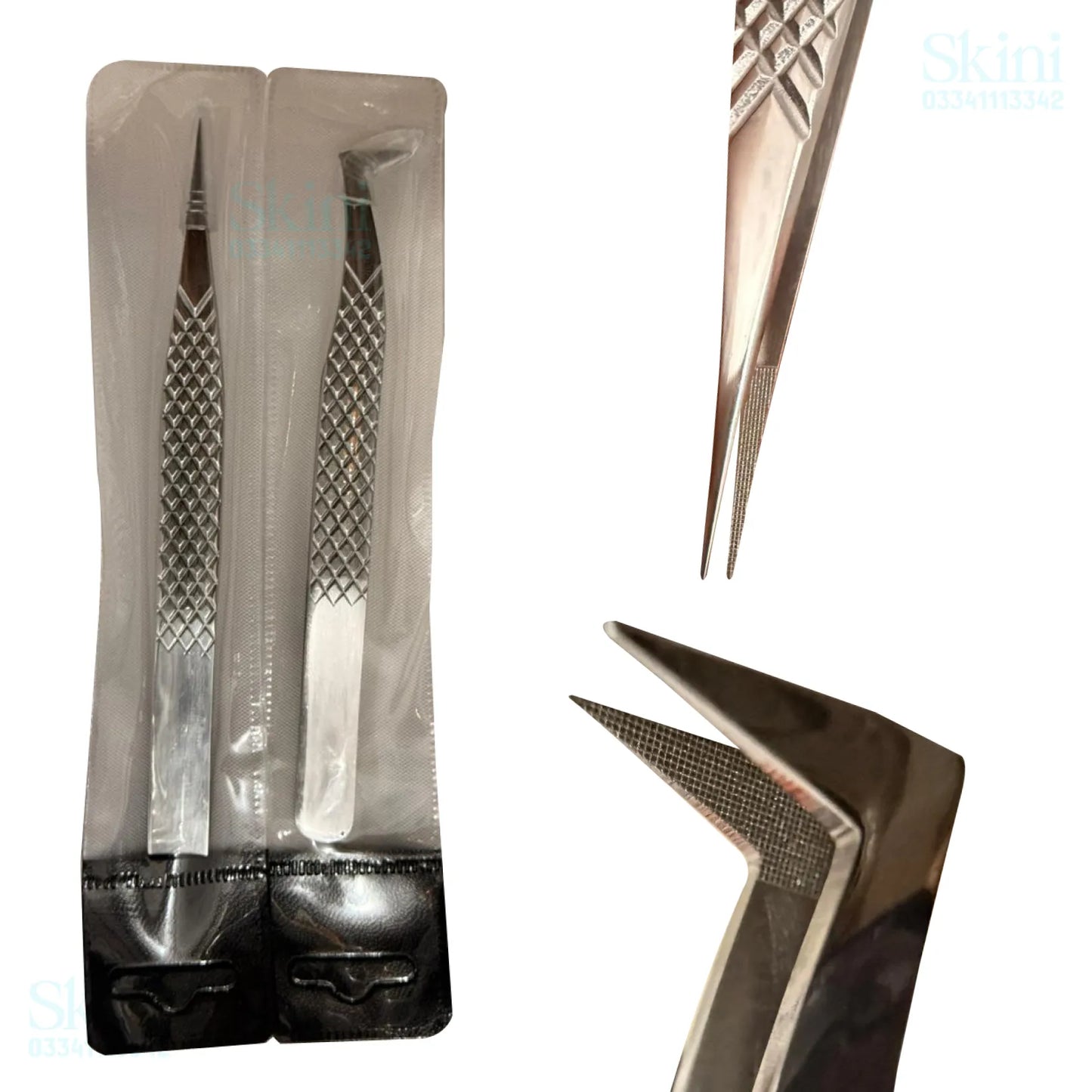 Professional Lash Tweezers Set with Fiber Tips