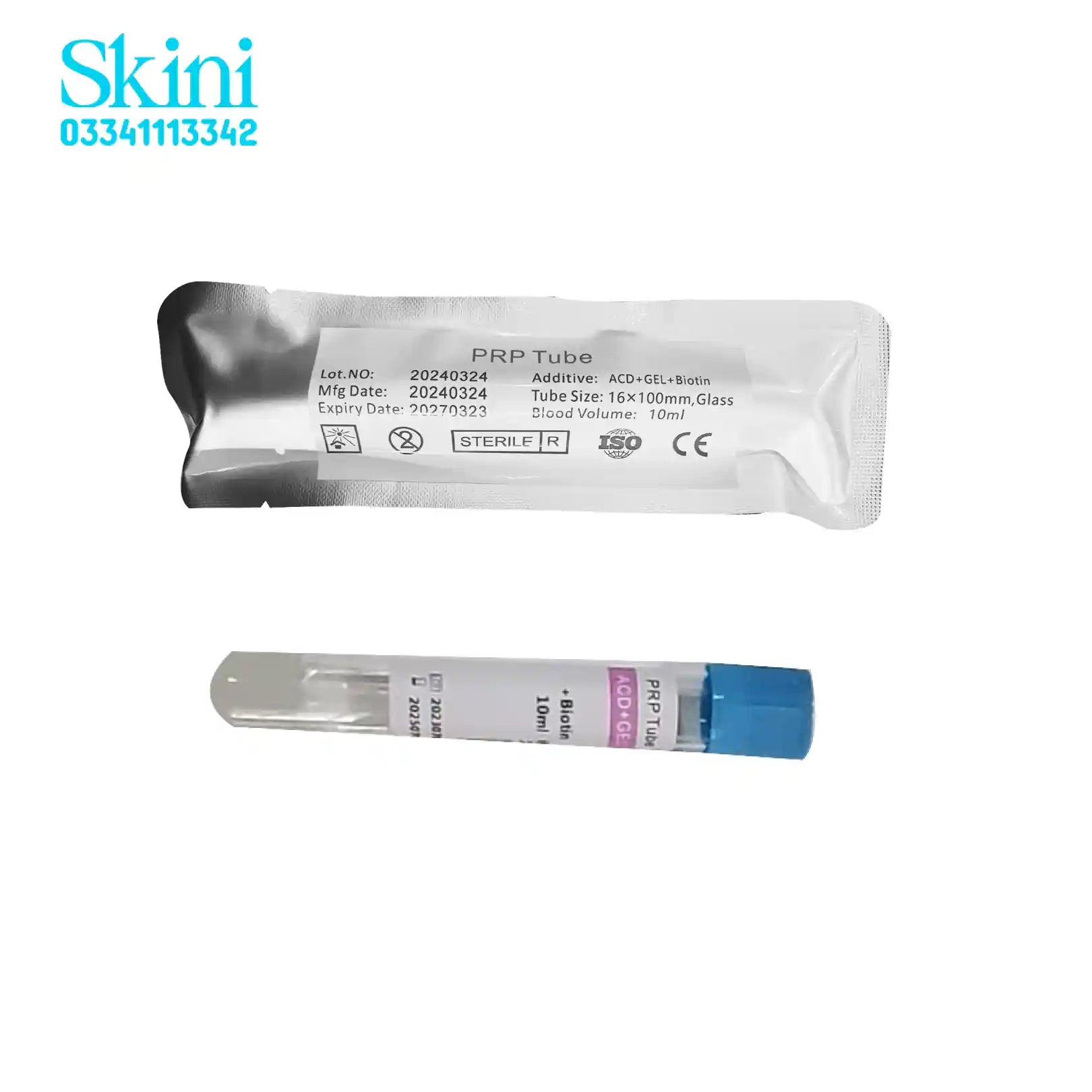 PRP Tube ACD + GEL + Biotin Tube Size 16*100MM Blood Volume 1oml