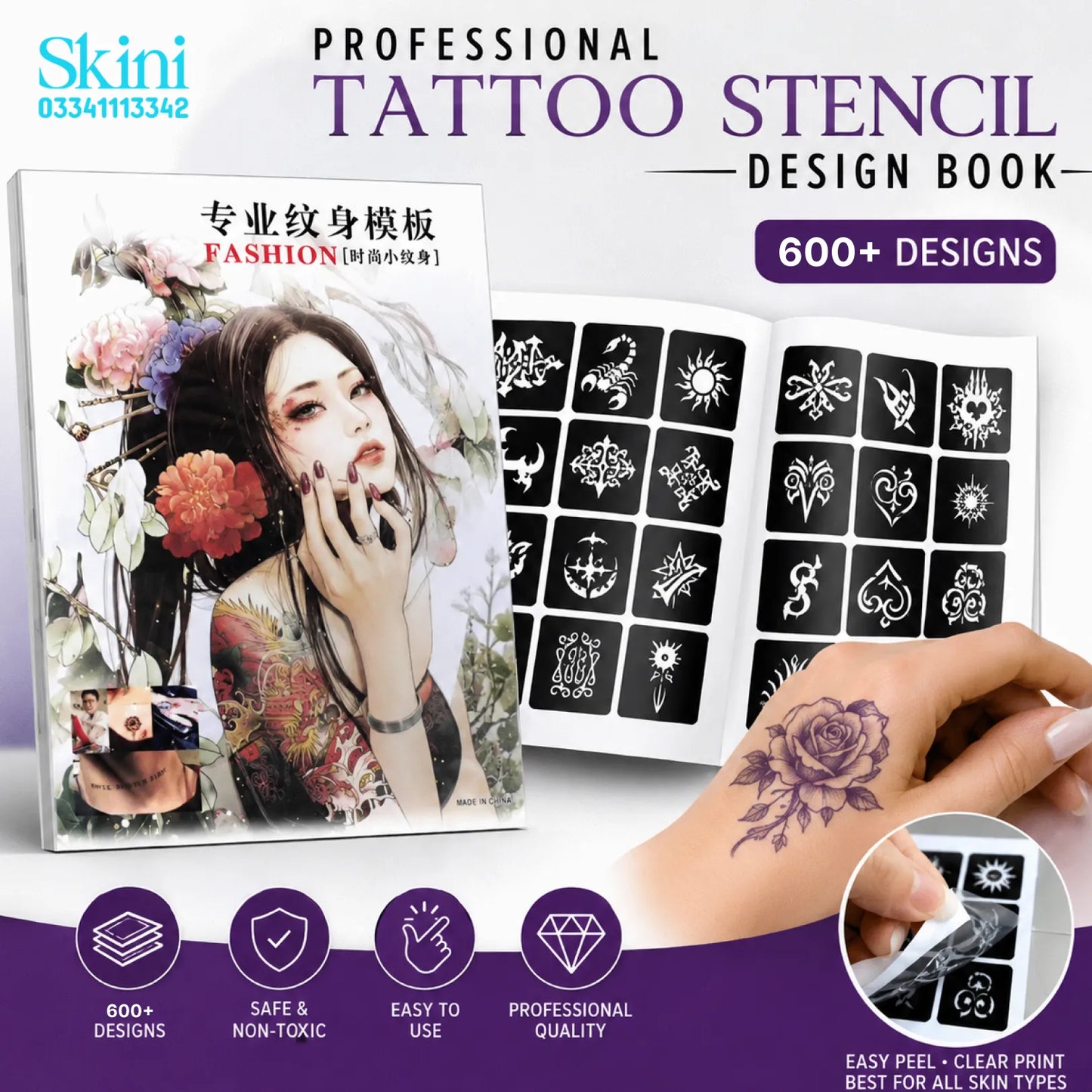 Temporary Tattoo Stencil Design Book
