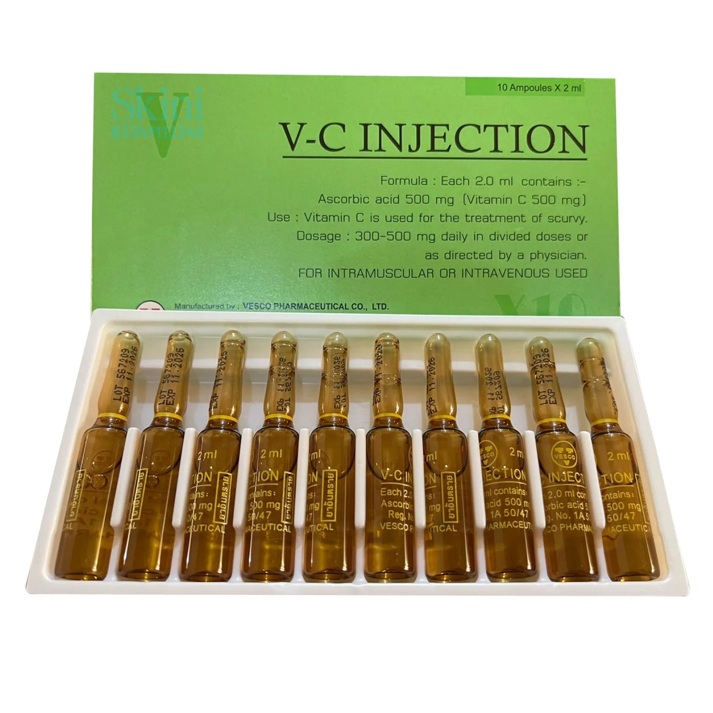 Vitamin C Injection 500mg in Pakistan – 10 Ampoules (2ml)