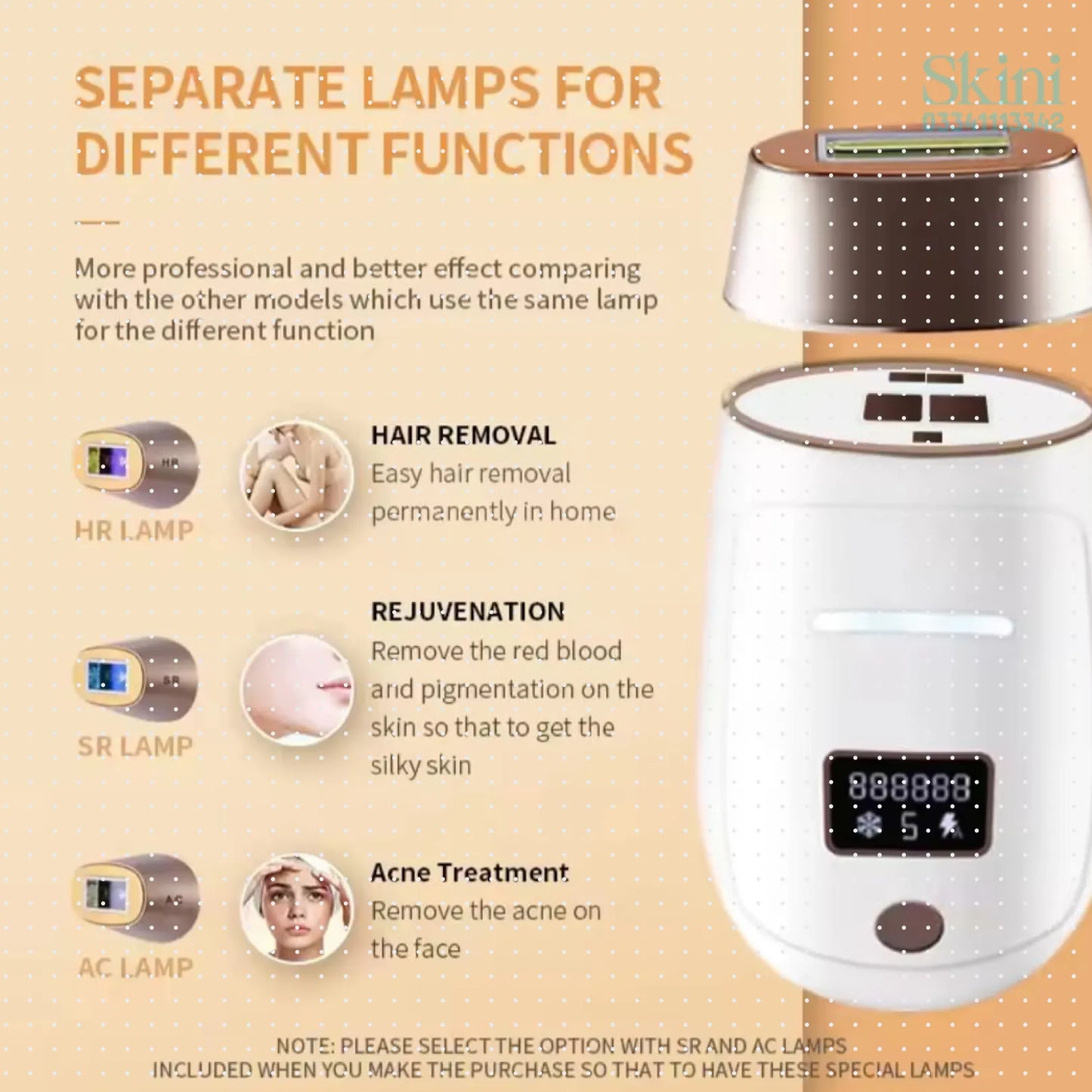 Vancostar Wireless IPL Laser Hair Removal machine Quartz Lamp with 9 Lac Shots