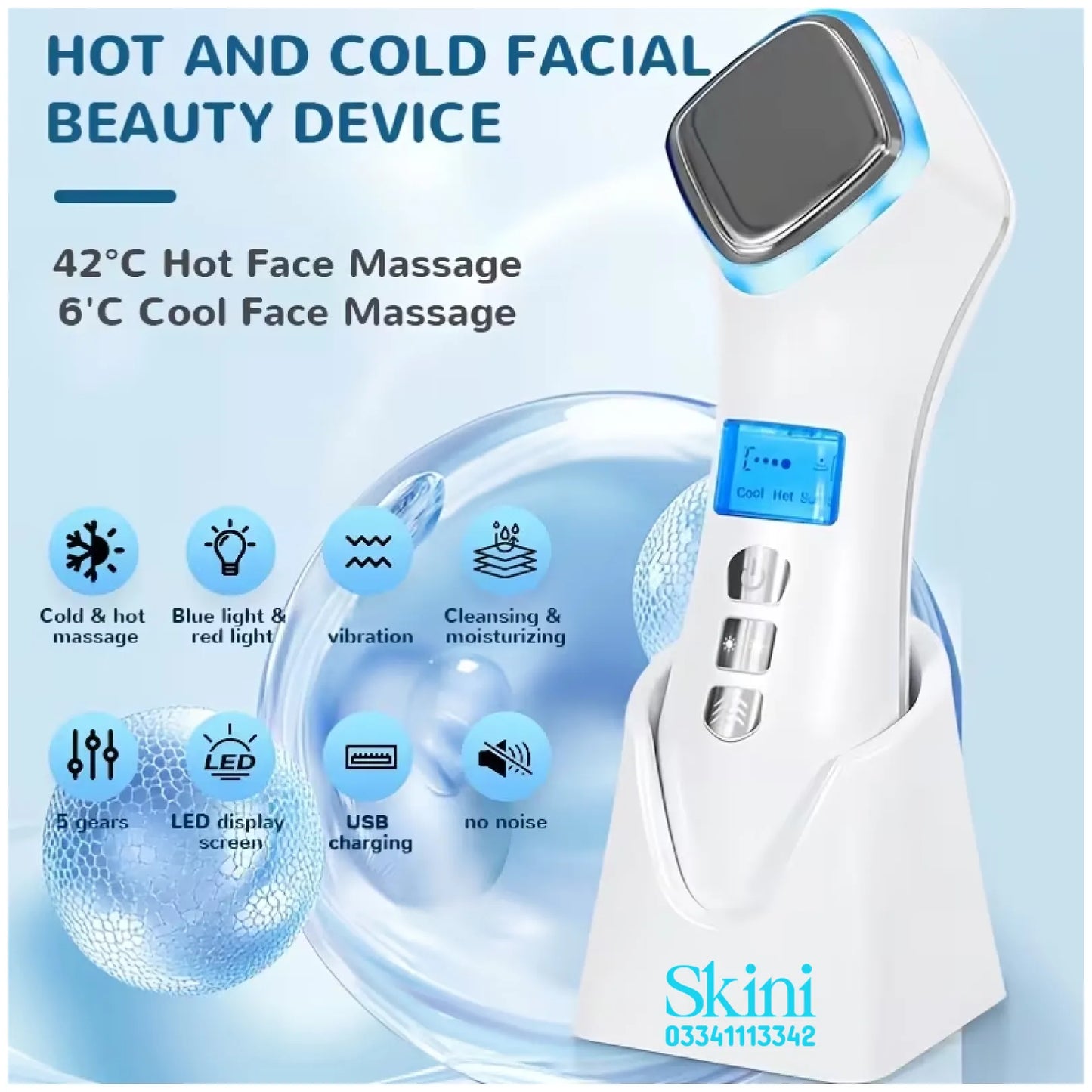 Cold Hammer Portable Skin Tool | Hot and Cold with Light theraphy