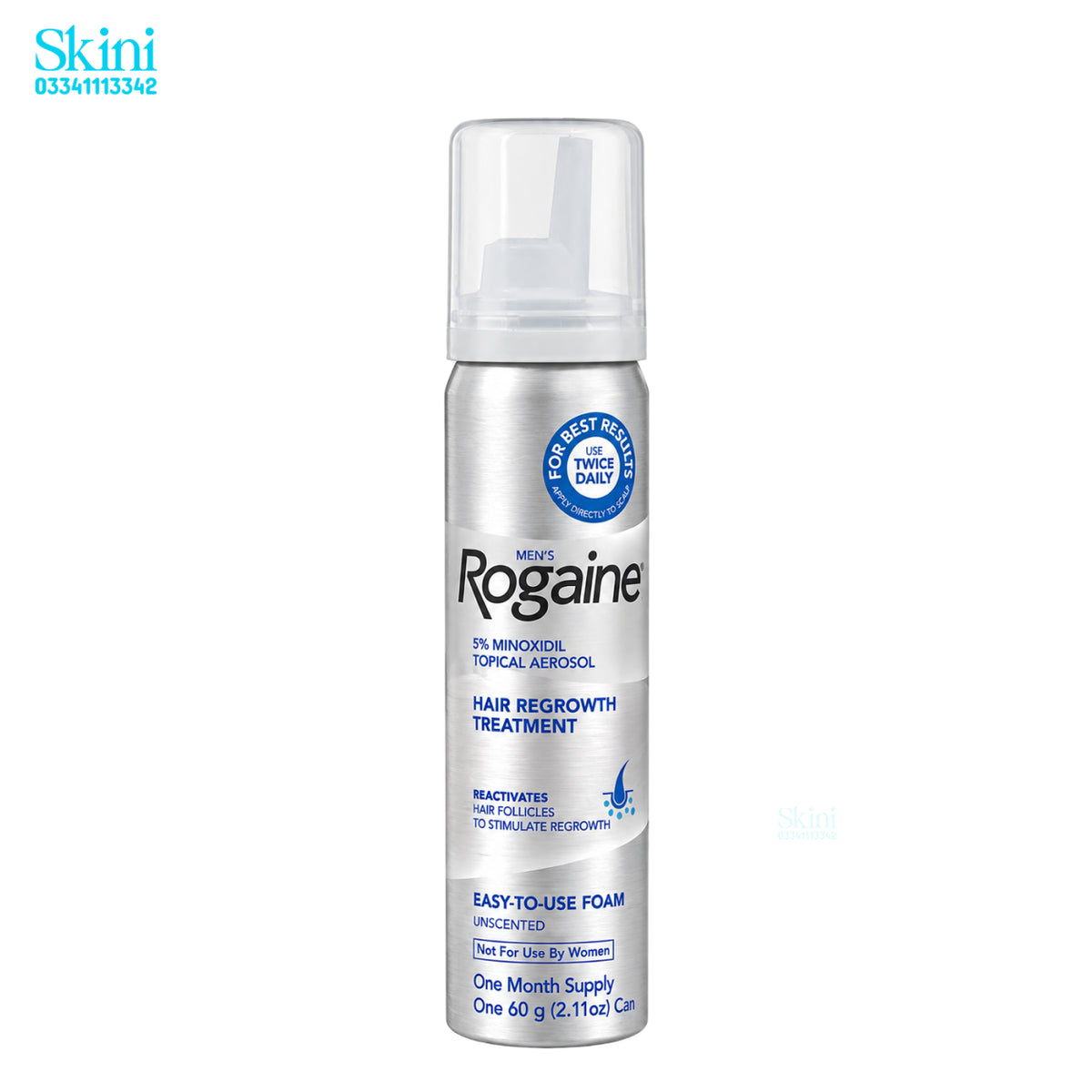 Men’s Rogaine 5% Minoxidil Foam, Hair Regrowth Treatment (3-Month Supply, 3 x 60 g Cans) 1 Month Supply