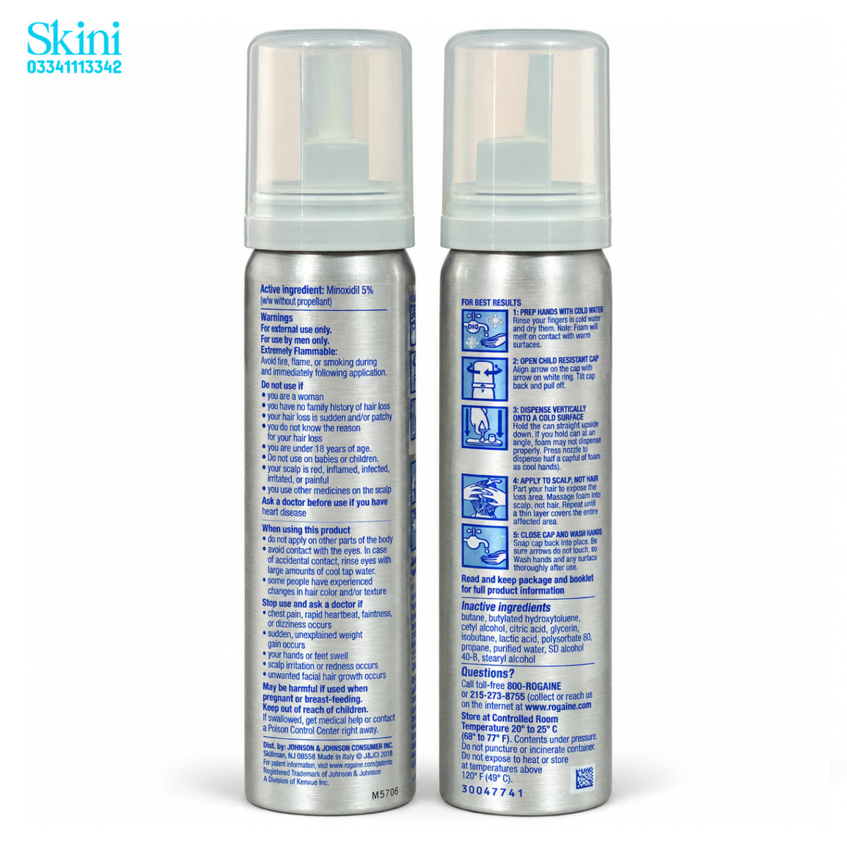 Men’s Rogaine 5% Minoxidil Foam, Hair Regrowth Treatment (3-Month Supply, 3 x 60 g Cans)