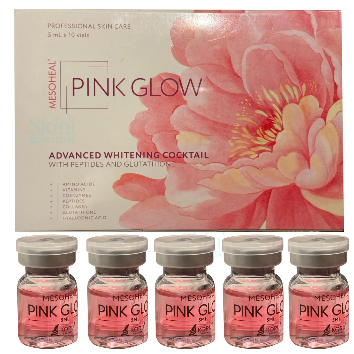 Mesoheal Pink Glow Advanced Whitening Cocktail (5ml × 10 Vials)